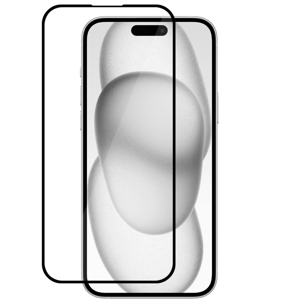 Стъклен протектор с метална рамка Metal Frame за iPhone 15 Plus, Черен