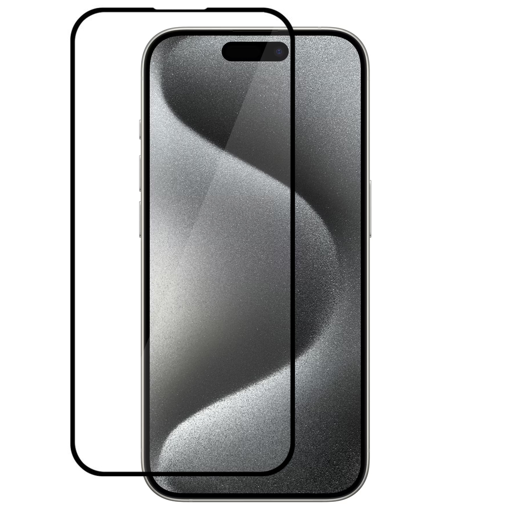 Стъклен протектор с метална рамка Metal Frame за iPhone 15 Pro, Черен