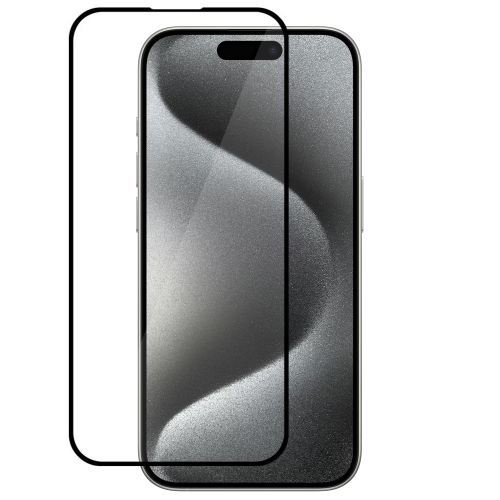 Стъклен протектор с метална рамка Metal Frame за iPhone 15 Pro, Черен