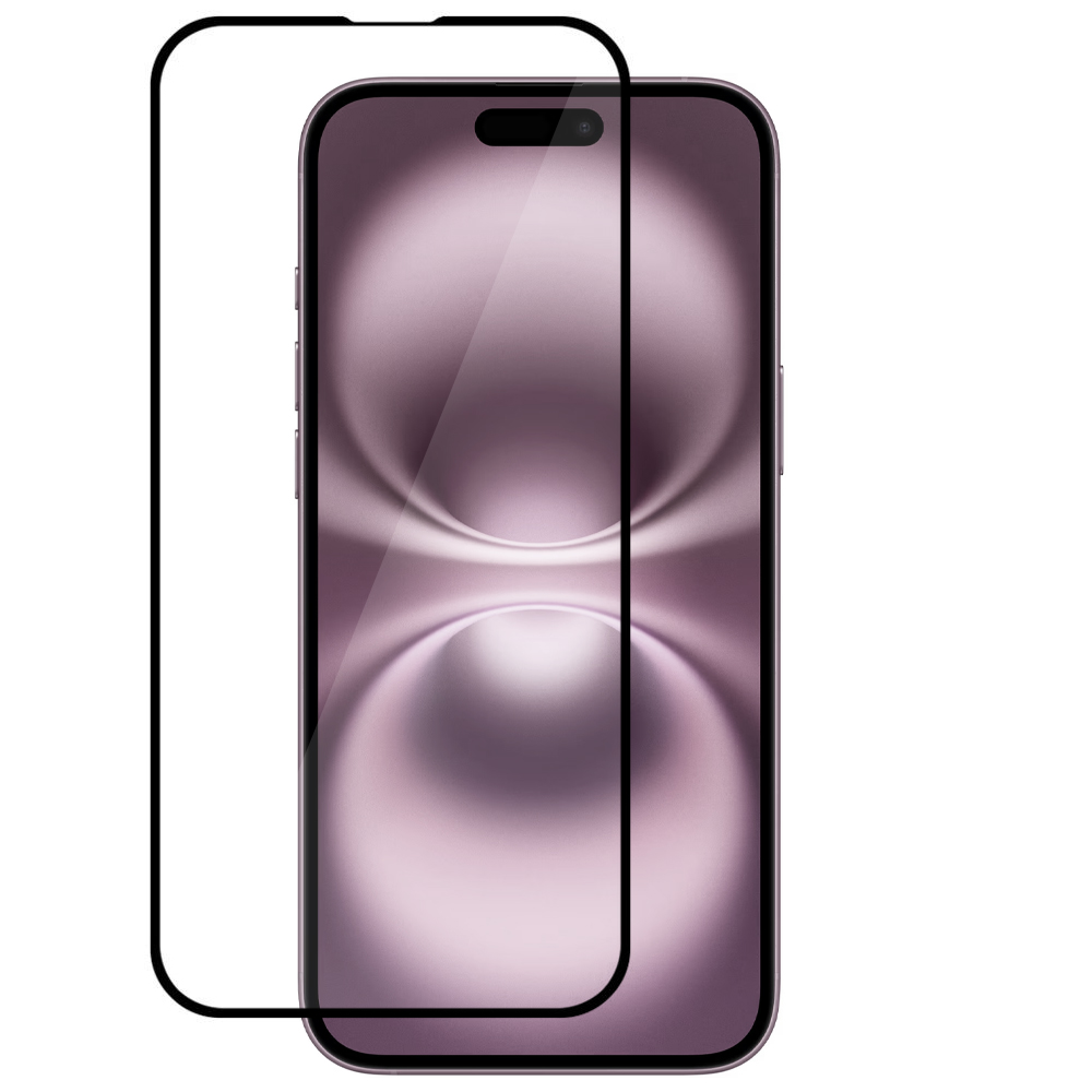 Стъклен протектор с метална рамка Metal Frame за iPhone 16 Plus, Черен