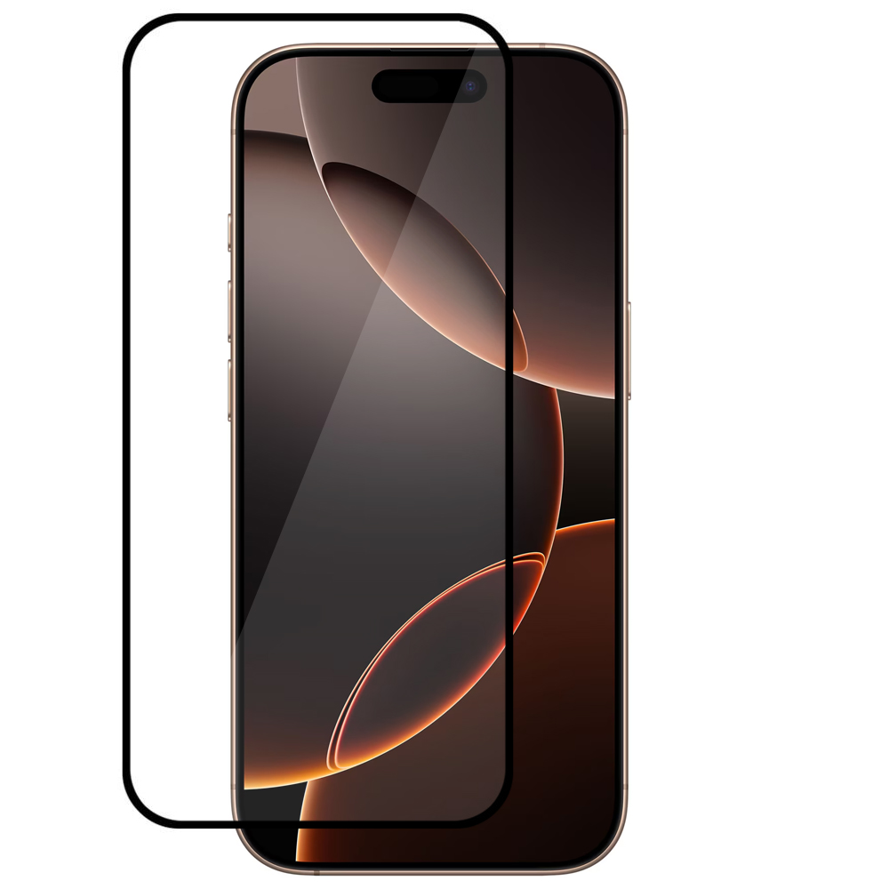 Стъклен протектор с метална рамка Metal Frame за iPhone 16 Pro Max, Черен