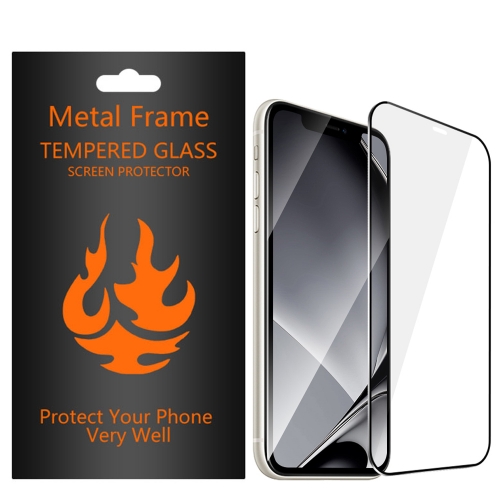 Стъклен протектор с метална рамка Metal Frame за iPhone X / XS / 11 Pro, Черен