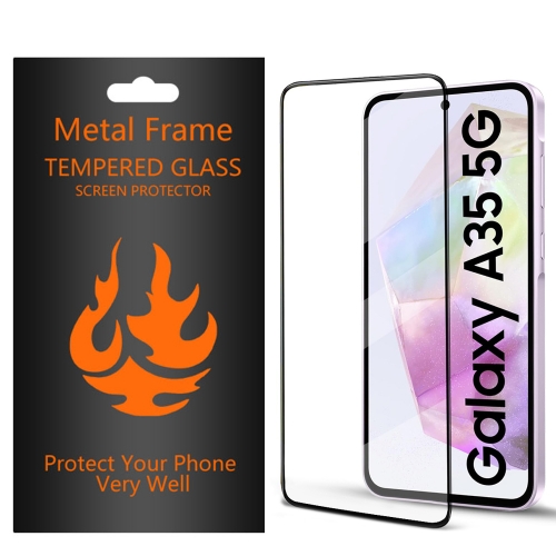 Стъклен протектор с метална рамка Metal Frame за Samsung Galaxy A35 5G, Черен