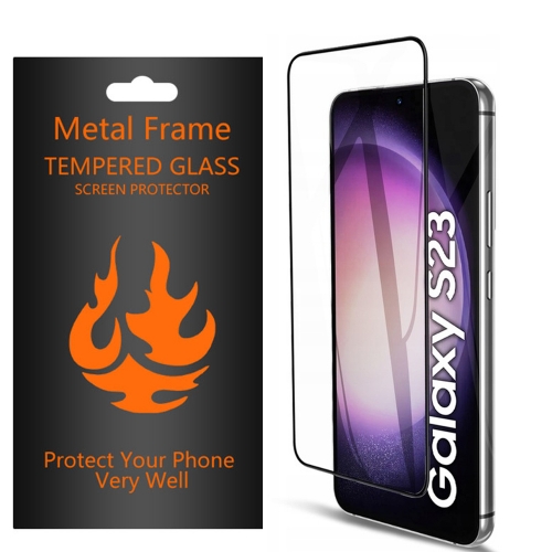Стъклен протектор с метална рамка Metal Frame за Samsung Galaxy S22 / S23 5G, Черен