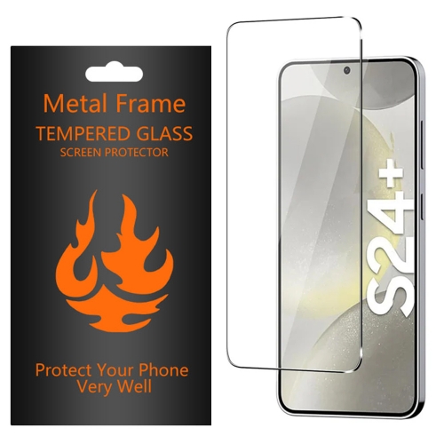 Стъклен протектор с метална рамка Metal Frame за Samsung Galaxy S24 Plus, Черен