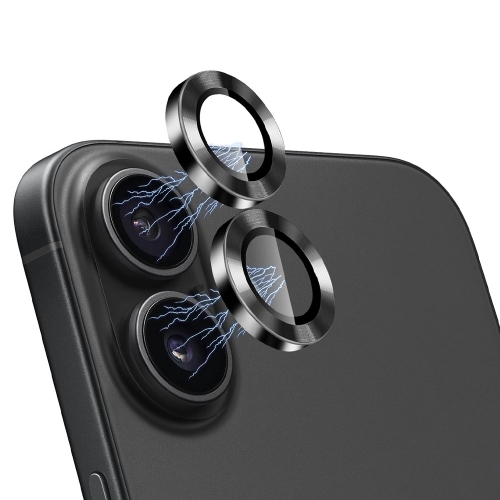 Стъклени протектори за камера Lens Fulm за iPhone 16 / 16 Plus, Черен