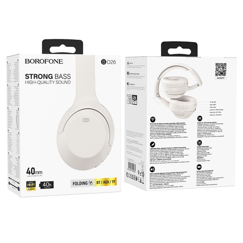 Безжични Слушалки Bluetooth BOROFONE BO26 Delightful, Бял