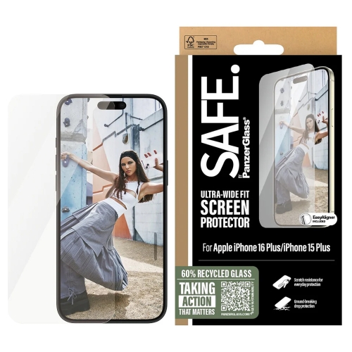 Стъклен Протектор SAFE за iPhone 15 Plus / 16 Plus Ultra-Wide Fit