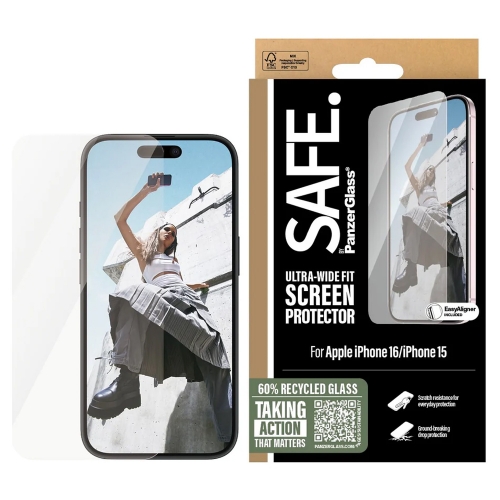 Стъклен Протектор SAFE за iPhone 15 / 16 Ultra-Wide Fit