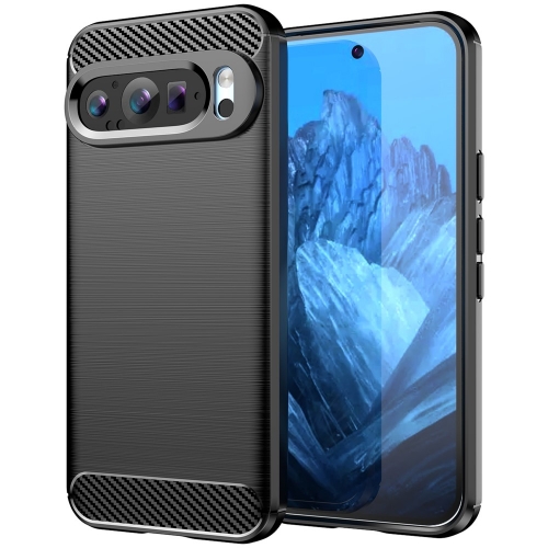 Силиконов Калъф Carbon Fibre за Google Pixel 9 / Pixel 9 Pro, Черен
