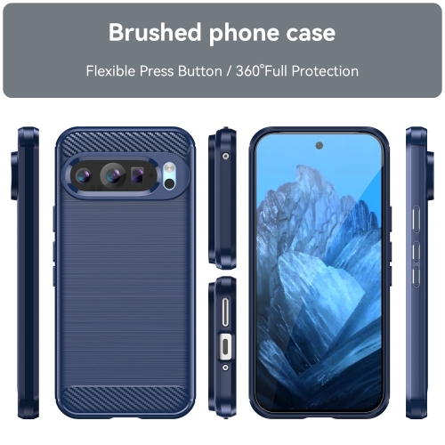 Силиконов Калъф Carbon Fibre за Google Pixel 9 / Pixel 9 Pro, Син