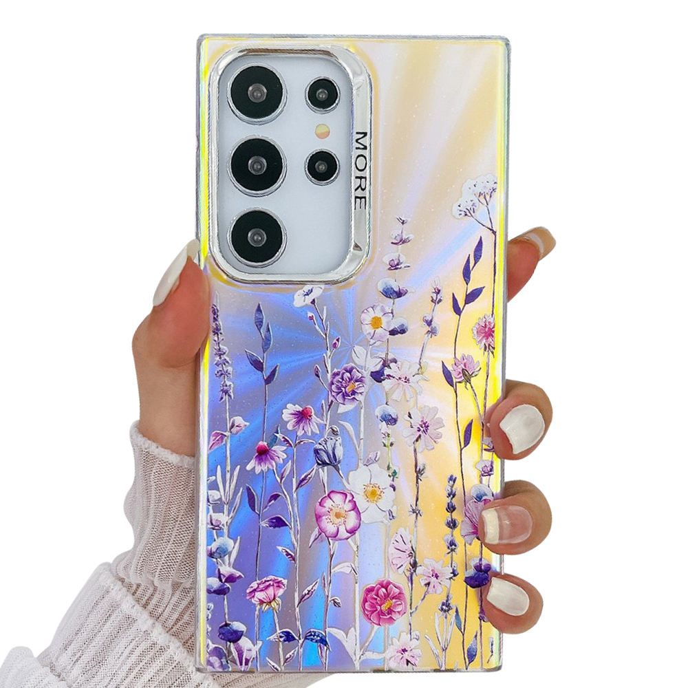 Удароустойчив калъф Electroplated Laser за Samsung Galaxy S23 Ultra, Цветя