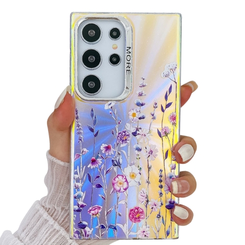 Удароустойчив калъф Electroplated Laser за Samsung Galaxy S23 Ultra, Цветя