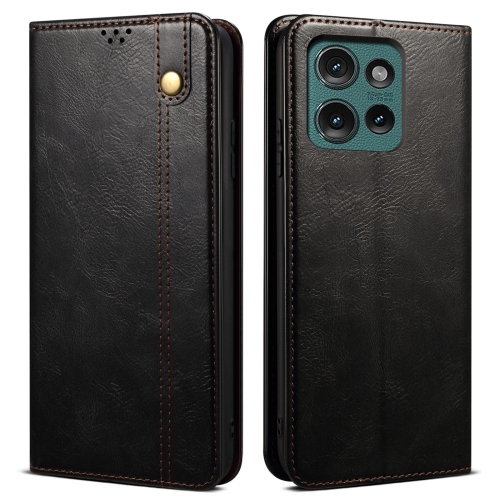 Калъф Тефтер Waxy Leather за Motorola Edge 50 Neo 5G, Черен