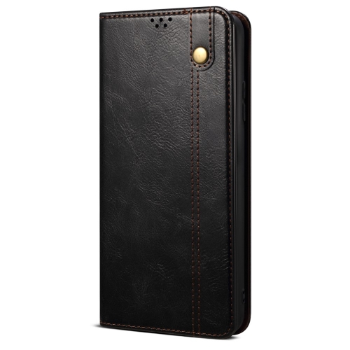 Калъф Тефтер Waxy Leather за Motorola Edge 50 Neo 5G, Черен