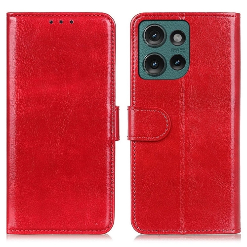 Калъф Тефтер Crazy Horse Leather за Motorola Edge 50 Neo 5G, Червен