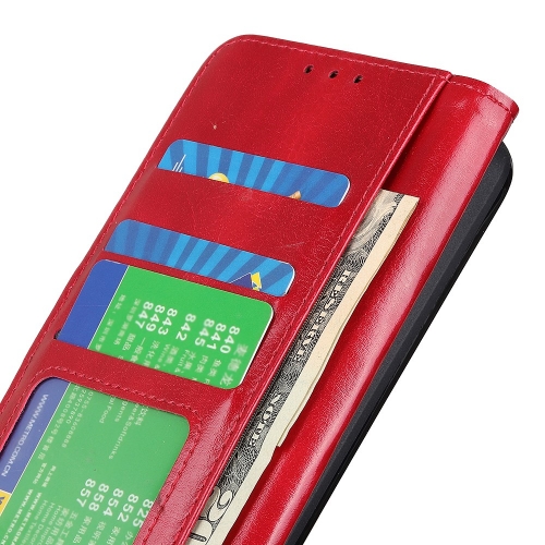 Калъф Тефтер Crazy Horse Leather за Motorola Edge 50 Neo 5G, Червен