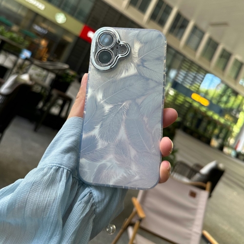 Удароустойчив калъф Feather Pattern за iPhone 16, Сребрист
