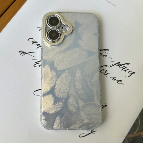 Удароустойчив калъф Feather Pattern за iPhone 16, Сребрист