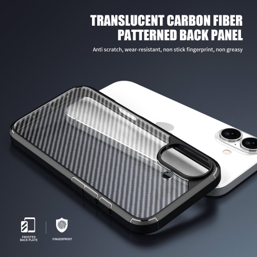 Удароустойчив калъф Shockproof Carbon заiPhone 16, Черен