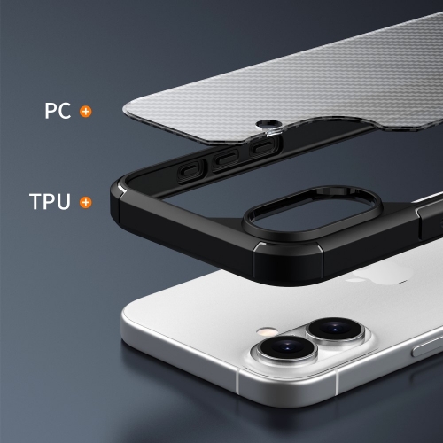 Удароустойчив калъф Shockproof Carbon заiPhone 16, Черен