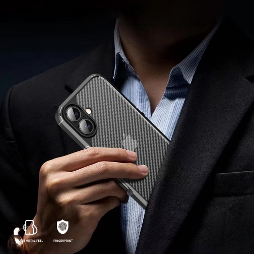Удароустойчив калъф Shockproof Carbon заiPhone 16, Черен