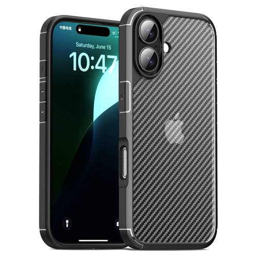 Удароустойчив калъф Shockproof Carbon заiPhone 16 Plus, Черен