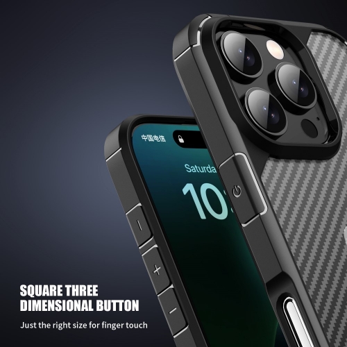 Удароустойчив калъф Shockproof Carbon заiPhone 16 Pro, Черен
