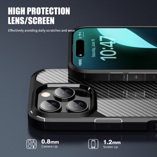 Удароустойчив калъф Shockproof Carbon заiPhone 16 Pro Max, Черен
