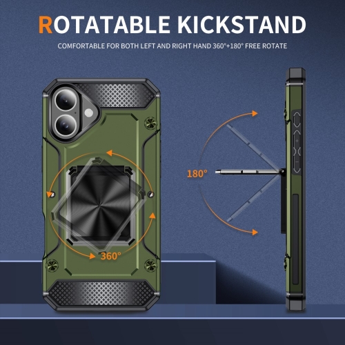 Удароустойчив калъф Military Grade Anti-Drop за iPhone 16, Зелен