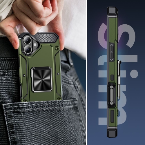 Удароустойчив калъф Military Grade Anti-Drop за iPhone 16, Зелен