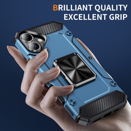 Удароустойчив калъф Military Grade Anti-Drop за iPhone 16, Син