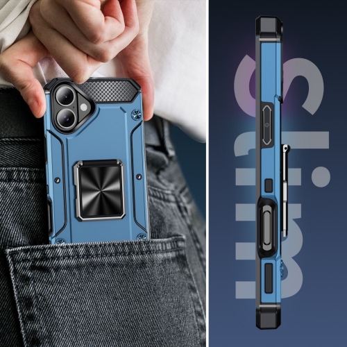 Удароустойчив калъф Military Grade Anti-Drop за iPhone 16, Син