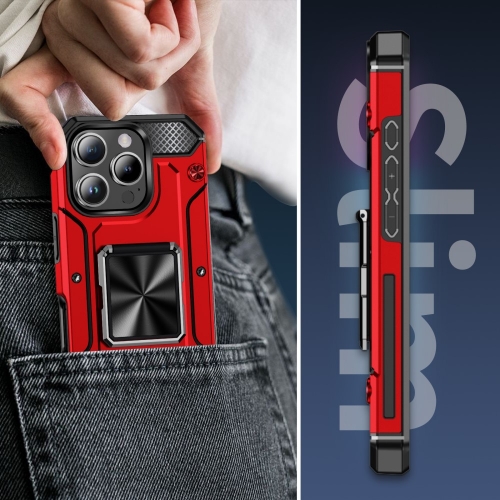 Удароустойчив калъф Military Grade Anti-Drop за iPhone 16 Pro Max, Червен