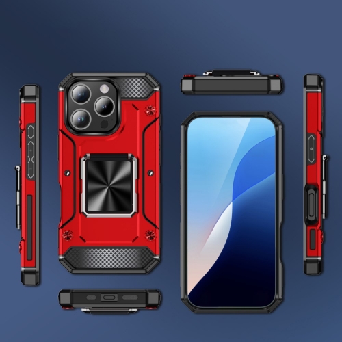 Удароустойчив калъф Military Grade Anti-Drop за iPhone 16 Pro Max, Червен