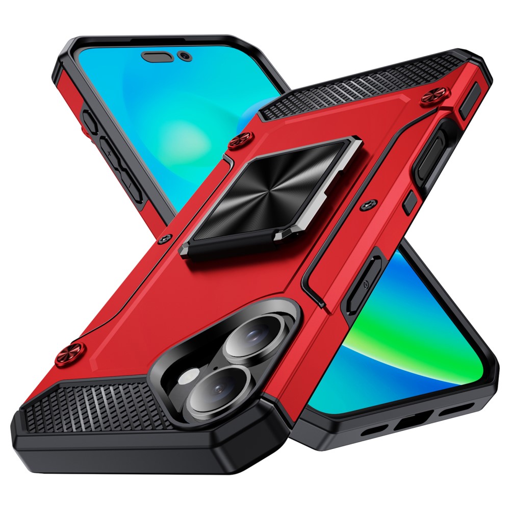 Удароустойчив калъф Military Grade Anti-Drop за iPhone 16 Plus, Червен