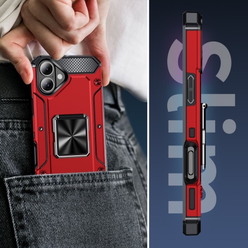 Удароустойчив калъф Military Grade Anti-Drop за iPhone 16 Plus, Червен