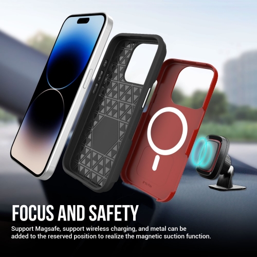 Удароустойчив калъф Liquid Air MagSF за iPhone 16 Pro, Червен