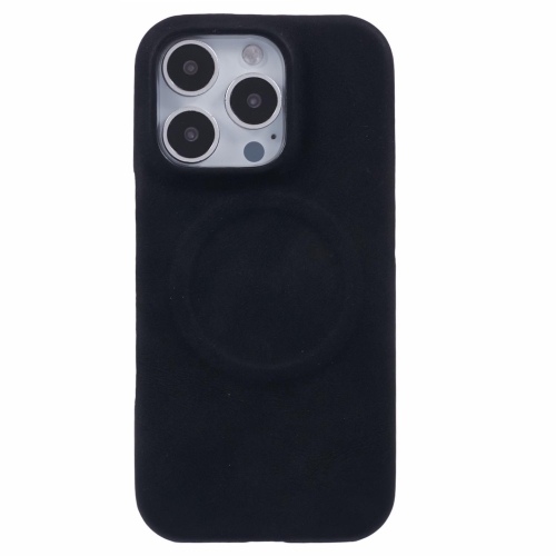 Удароустойчив калъф Leather Touch MagSF за iPhone 16 Pro Max, Черен