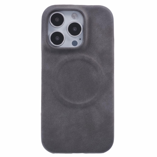 Удароустойчив калъф Leather Touch MagSF за iPhone 16 Pro Max, Сив
