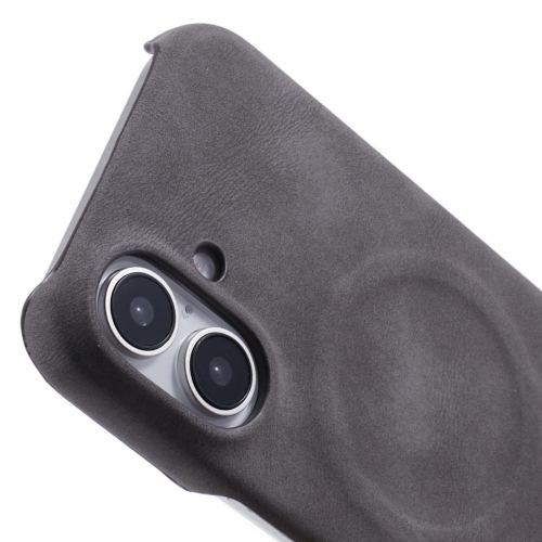 Удароустойчив калъф Leather Touch MagSF за iPhone 16, Сив