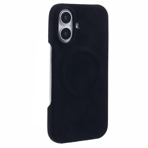 Удароустойчив калъф Leather Touch MagSF за iPhone 16, Черен