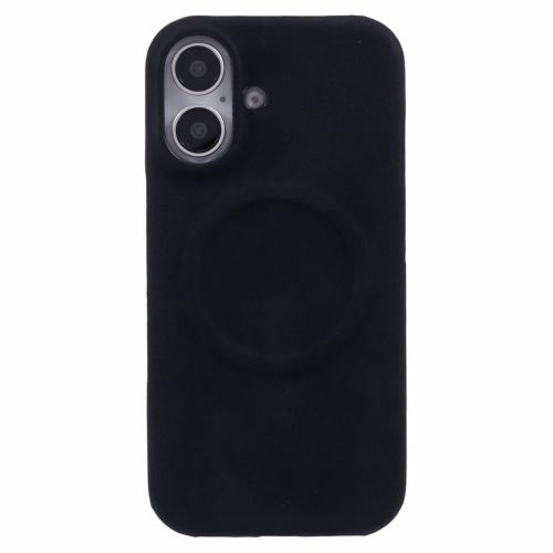 Удароустойчив калъф Leather Touch MagSF за iPhone 16 Plus, Черен