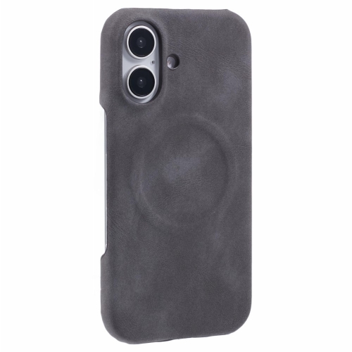 Удароустойчив калъф Leather Touch MagSF за iPhone 16 Plus, Сив