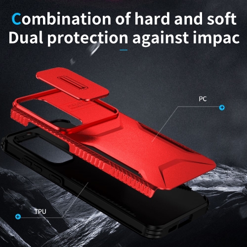 Удароустойчив калъф CamShield Non-slip за Samsung Galaxy S24 FE, Червен