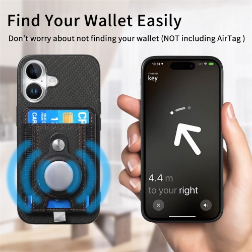 Удароустойчив калъф Leather Card Holder за iPhone 16, Черен