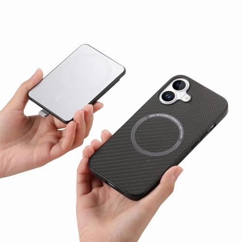 Удароустойчив калъф Leather Card Holder за iPhone 16, Черен
