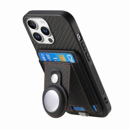 Удароустойчив калъф Leather Card Holder за iPhone 16 Pro, Черен