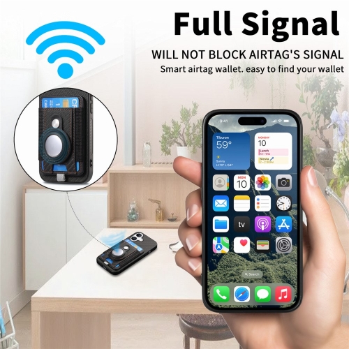 Удароустойчив калъф Leather Card Holder за iPhone 16 Pro, Черен