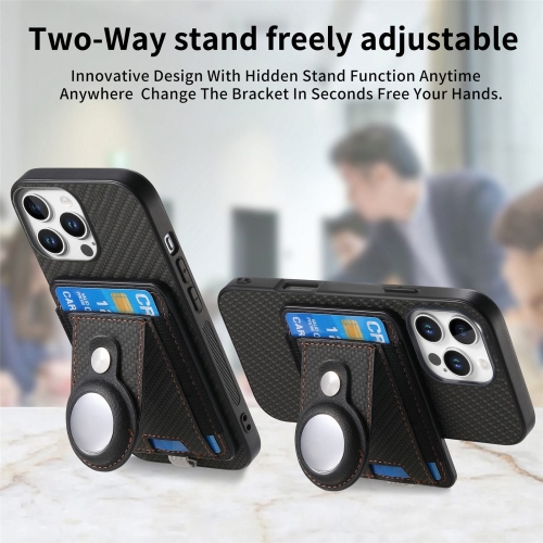 Удароустойчив калъф Leather Card Holder за iPhone 16 Pro, Черен